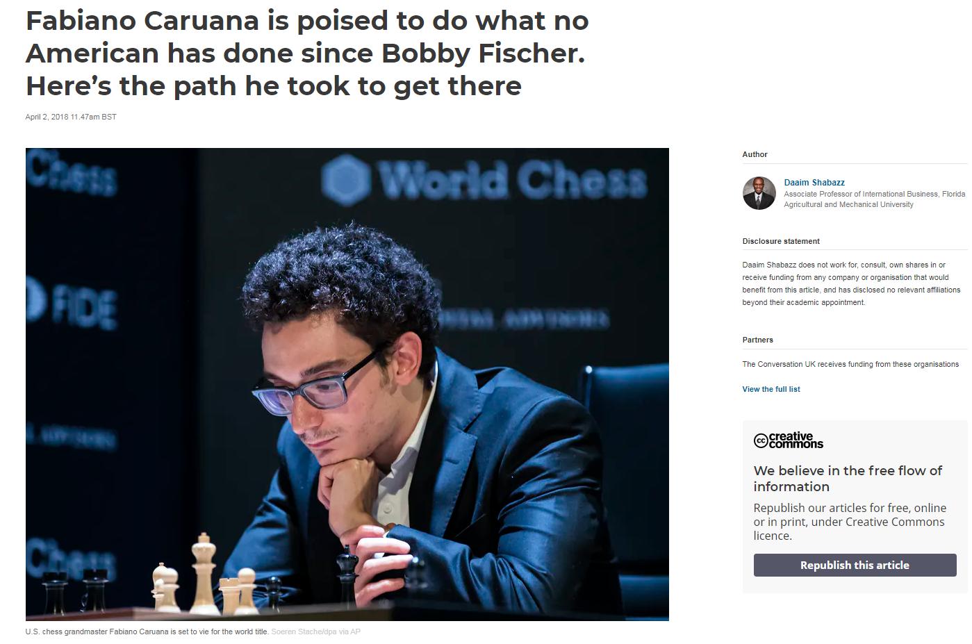 Photo of Fabiano Caruana is poised to do what no American has done since Bobby Fischer. Here
