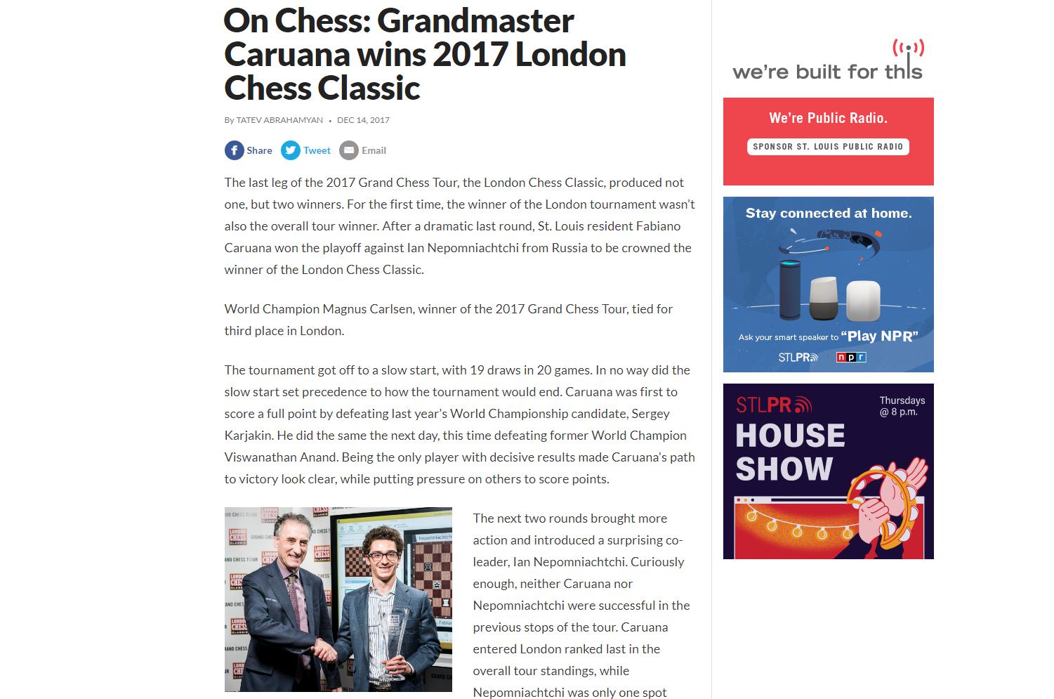 Photo of On Chess: Grandmaster Caruana wins 2017 London Chess Classic