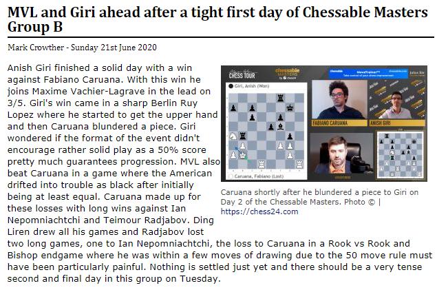 Photo of MVL and Giri ahead after a tight first day of Chessable Masters Group B