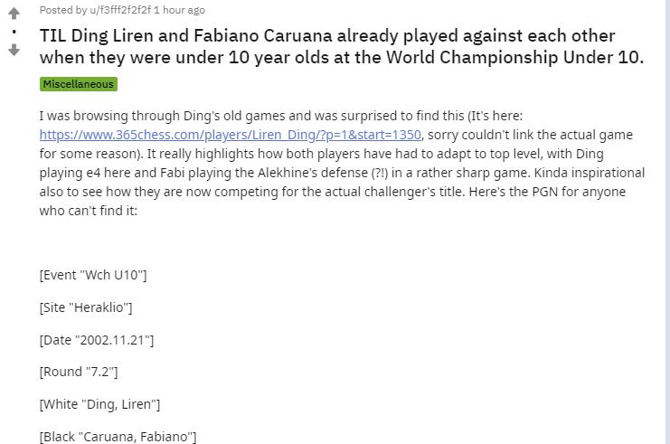 Photo of TIL Ding Liren and Fabiano <b>Caruana</b> already played against each other when they were under 10 ...