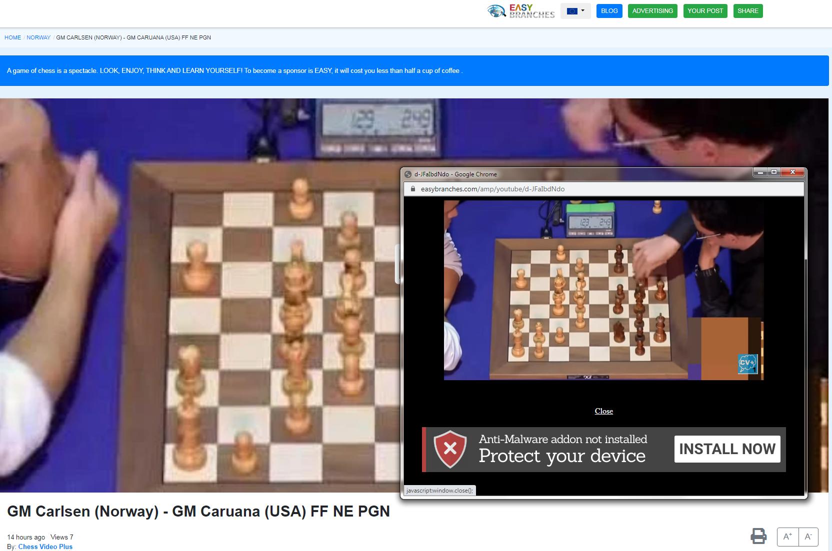 Photo of GM Carlsen (Norway) - GM <b>Caruana</b> (USA) FF NE PGN