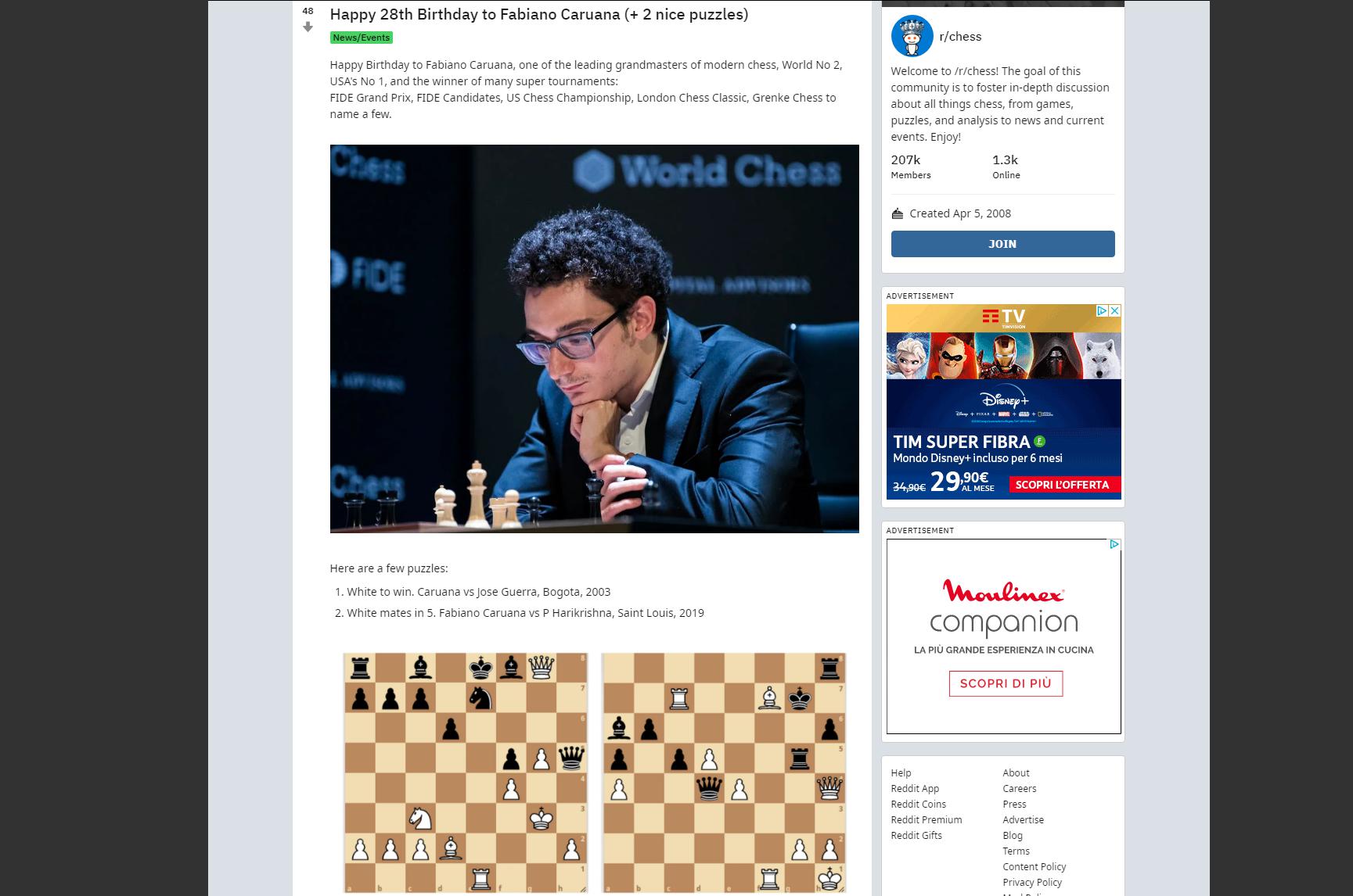 Photo of Happy 28th Birthday to Fabiano <b>Caruana</b> (+ 2 nice puzzles)