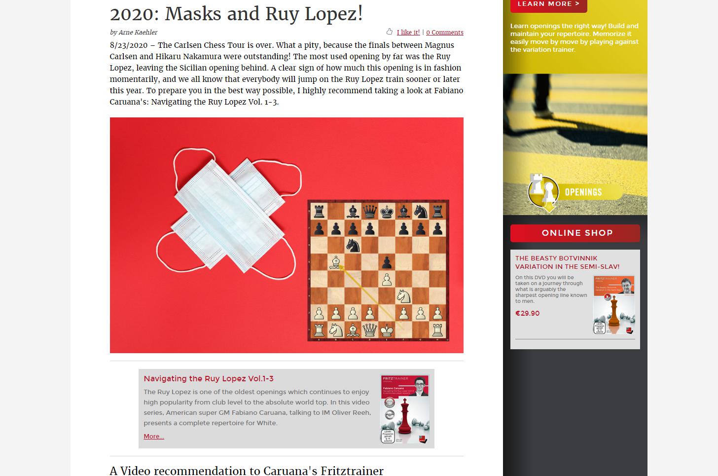 Photo of 2020: Masks and Ruy Lopez!