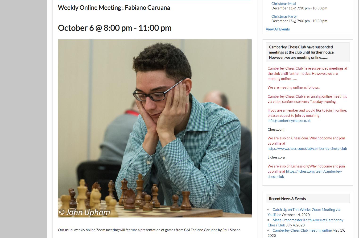 Photo of Weekly Online Meeting : <b>Fabiano Caruana</b>